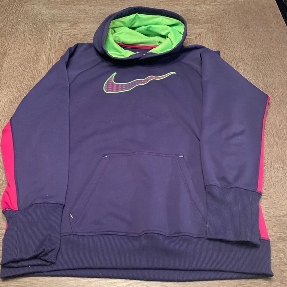 Purple Green Nike Hoodie Sweatshirt ThermaFit - Picture 2 of 4